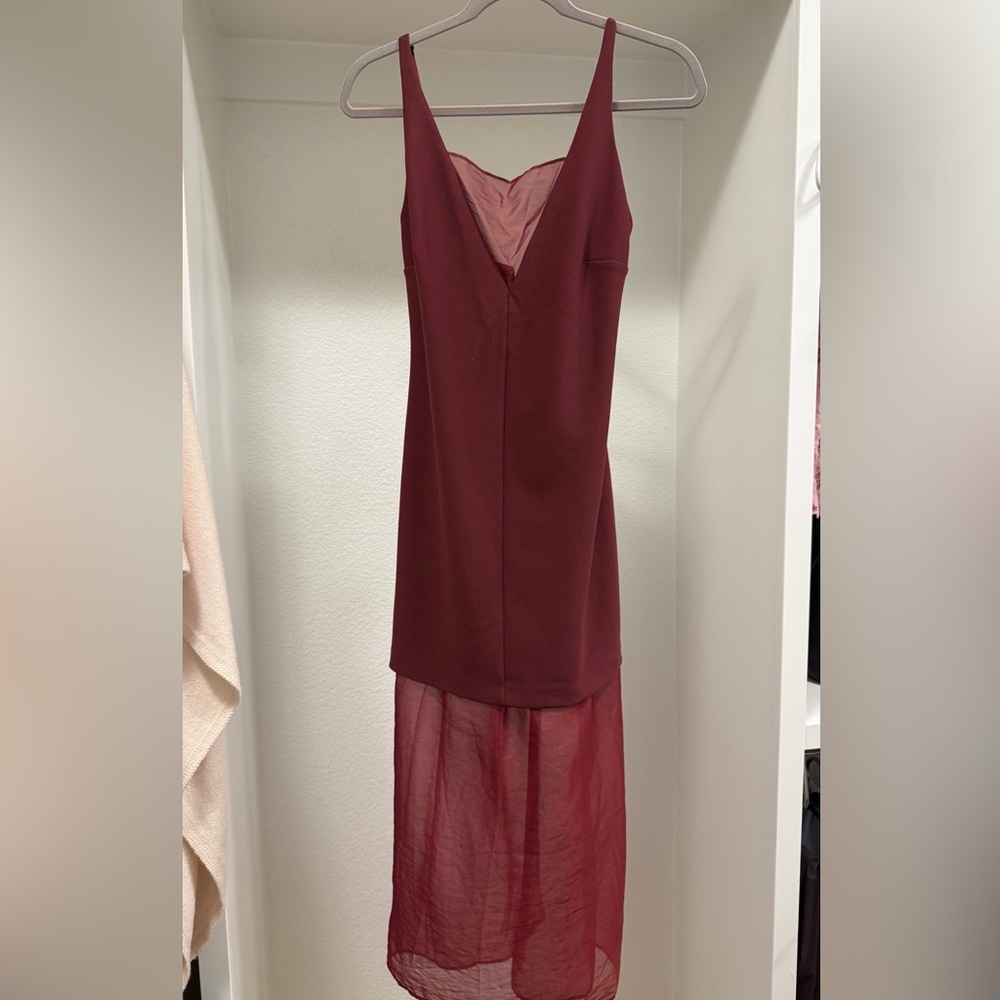 NWT Abercrombie Sleeveless Burgundy V-Neck Midi Dress